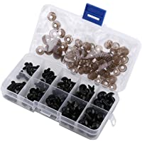 100pcs Ojos de Plstico de Muecas Ojos con Arandelas para Fabricacin de Muecas Negro Claro 6-12mm